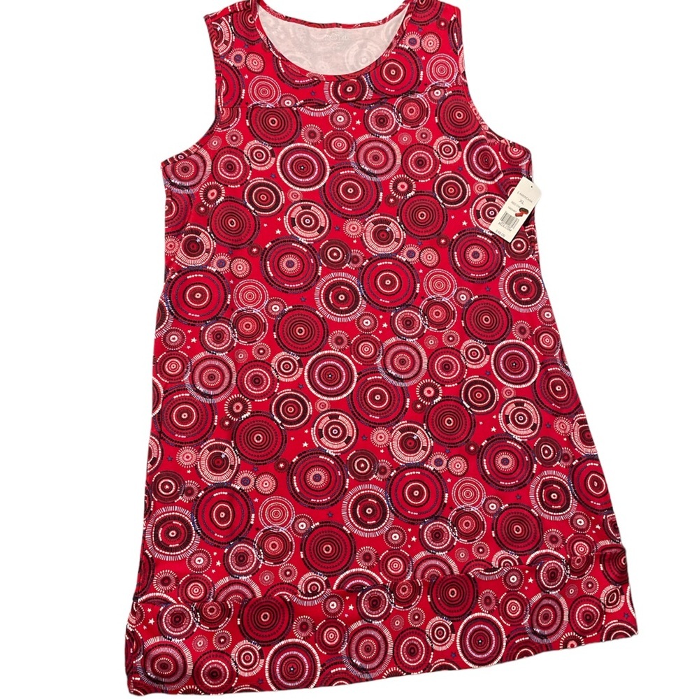 NWT Kim Rogers red black blue geometric sleeveless dress women's Sz XL